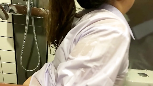 Regardless sweet and attractive Thailand woman's nude bath room