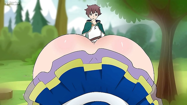 JAV Icon Aqua in Short Skirt Seduces Kazuma in Hentai Parody Heaven!