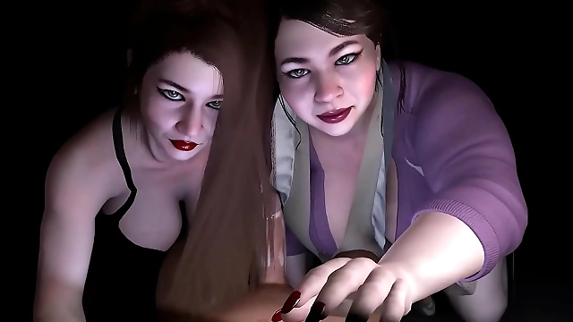 Mouthwatering Double Blowjob by Two Luscious MILFs in 3D Porn