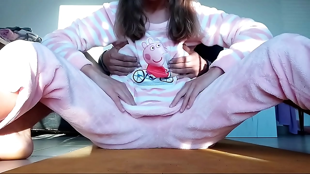 Fck Me! Petite Hot StepSis with Small Tits in Pajamas Teases with Taboo Touch!