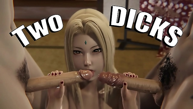 Japanese Anime Porn: Tsunade s Luscious MILF Sends Two DICKS Wild! - English Subtitles