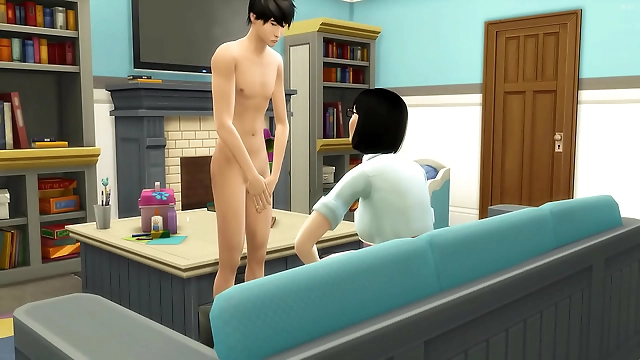 Japanese Step-mom Catches Virgin Stepson Masturbating In Front Of Computer, Offers To Help Him Lose His Virginity With Her