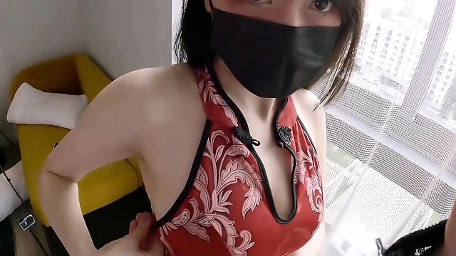 Asians and Big Tits: My Japanese Babe in Cheongsam Gets Fucked to Squirt