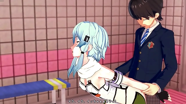 JAV Sweetheart Sinon Swallows Sausage and Gets Double Penetrated in Sword Art Online 3D Hentai
