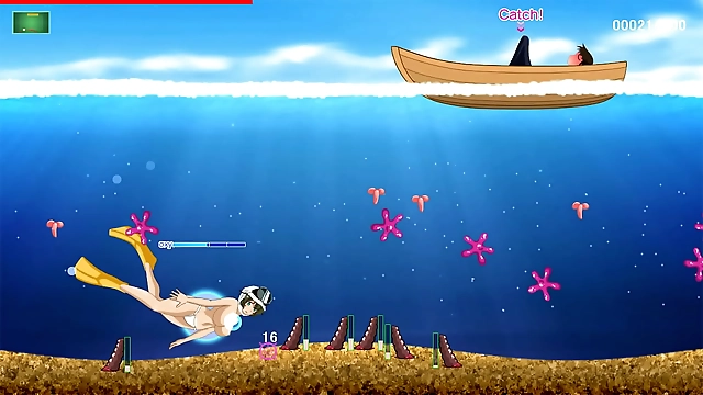 Japanese Hentai Game Reveals Luscious Amakorium Babe in Topless Bikini Diving for His Ultimate Pleasure