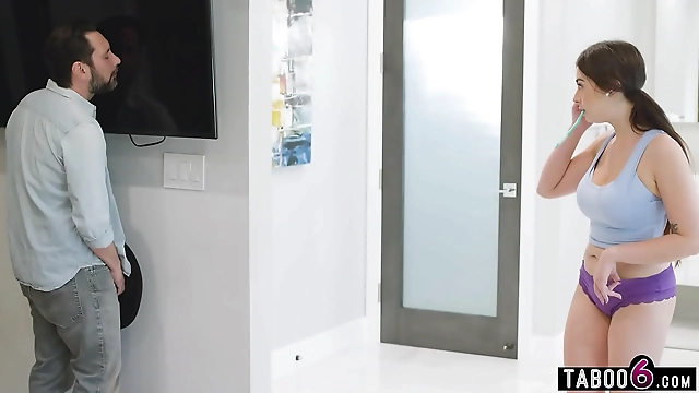 JAV teen Chloe Surreals monstrous titties screw stepdad as payback for cheating GF