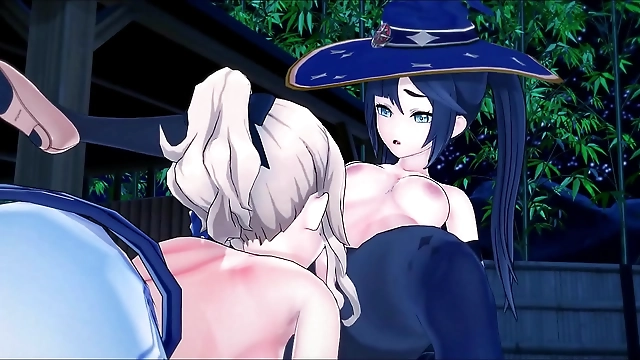 Hentai Heaven: Futa Jean Eats Pussy, Fucks Mona Doggy Style with Big Cock in Genshin Impact