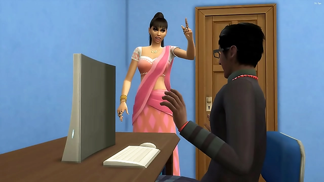 Caught Red-Handed! Indian Stepmom Catches Nerd Stepson Jerking Off to Porn Videos