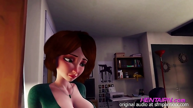 JAV MILF with Curvy 3D Hentai Body Short Hair and Green Shirt Owns the Bedroom in Red Thong Panties