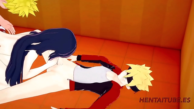 Naruto and Boruto s Threesome with Hinata - Multiple Cums in MILF s Mouth and Pussy!
